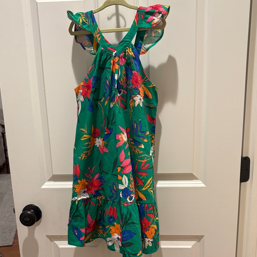Crewcuts Green Dress with Colorful Accents